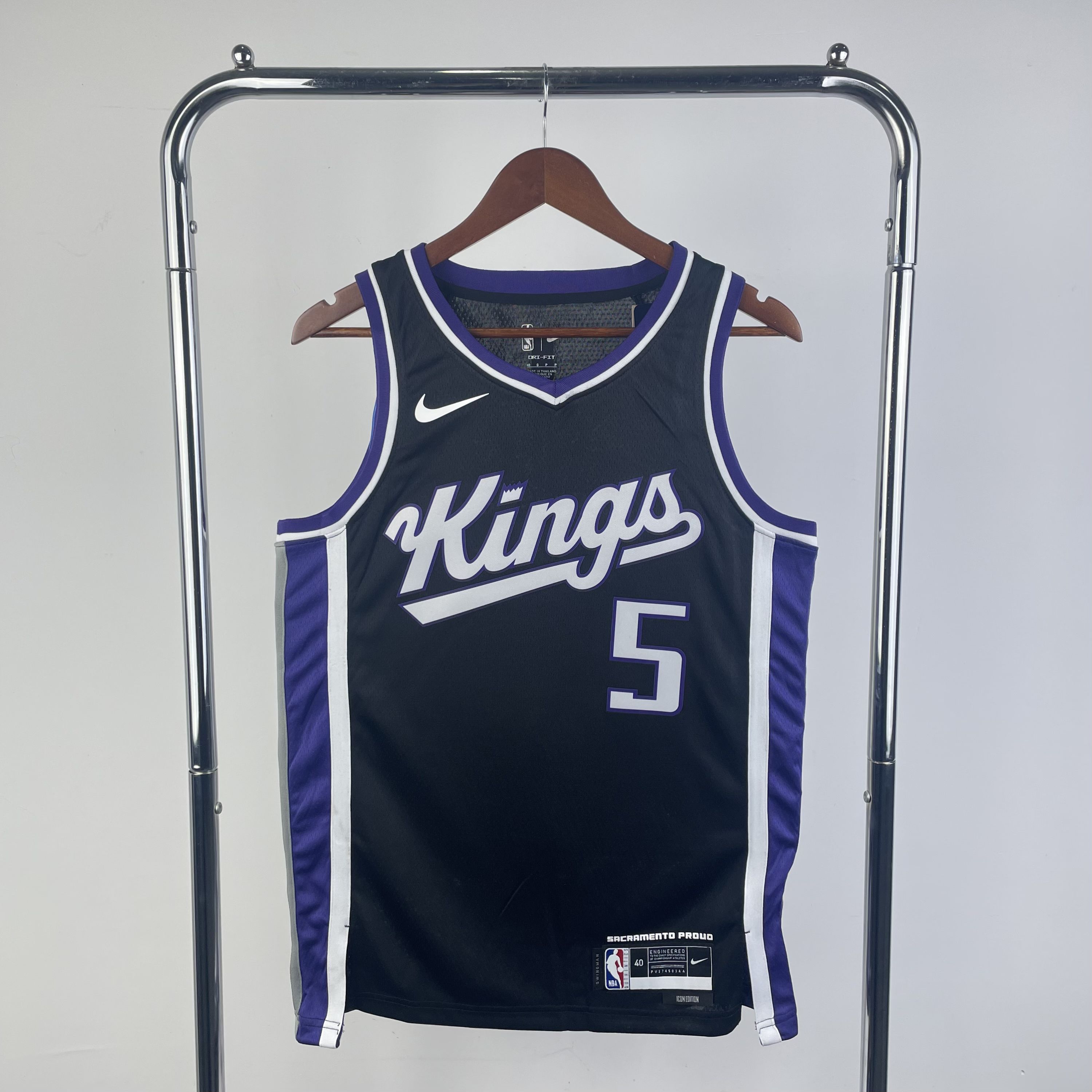 Men Sacramento Kings #5 Fox Black Season Jordon 2024 NBA Jersey
